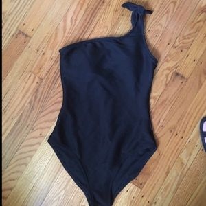 Old Navy Black One-Shoulder Swim One Piece
